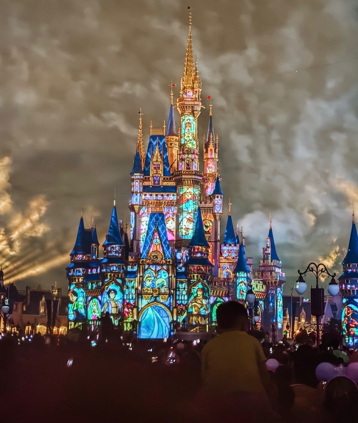 Cinderella Castle lit up at night at Walt Disney World